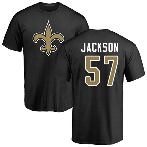 Men New Orleans Saints Black Rickey Jackson Name and Number Logo NFL Football #57 T Shirt